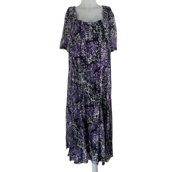Maggie Barnes for Catherines Black/White/Purple Business Work Vacation Dress 1X - Picture 1 of 4